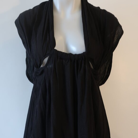 Women ASTR The Label Octavia Black Deep Plunge Cut-Out Long Gauzy Maxi Dress S​ - Picture 6 of 16